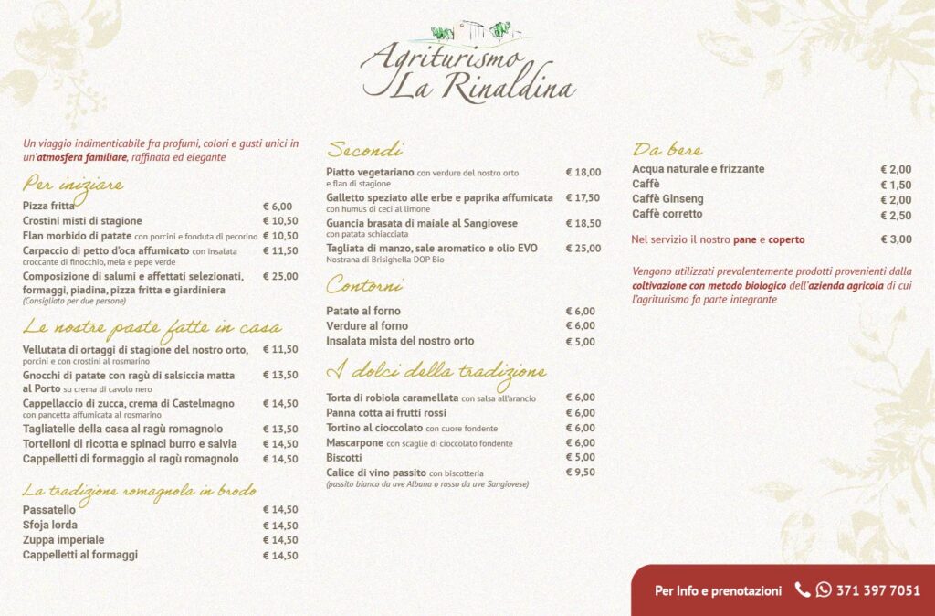 Menù autunno La Rinaldina